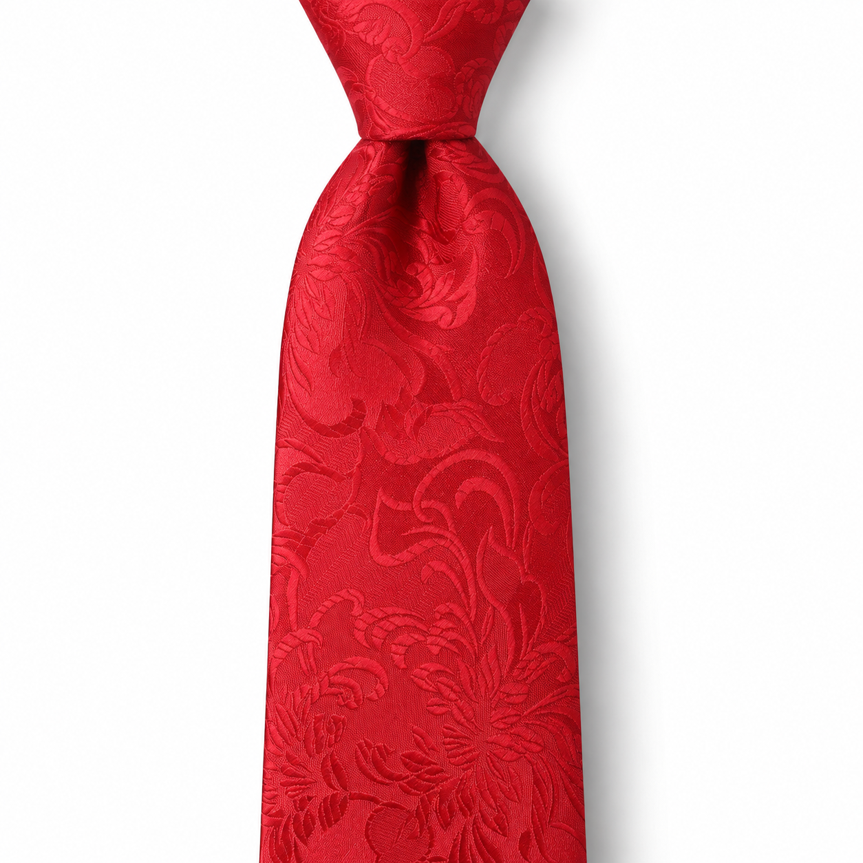 Scarlet Red Tonal Floral Jacquard Necktie