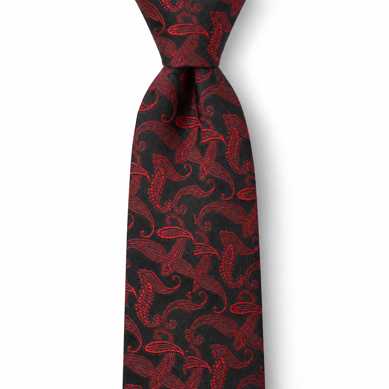 Black and Red Sweeping Paisley Necktie