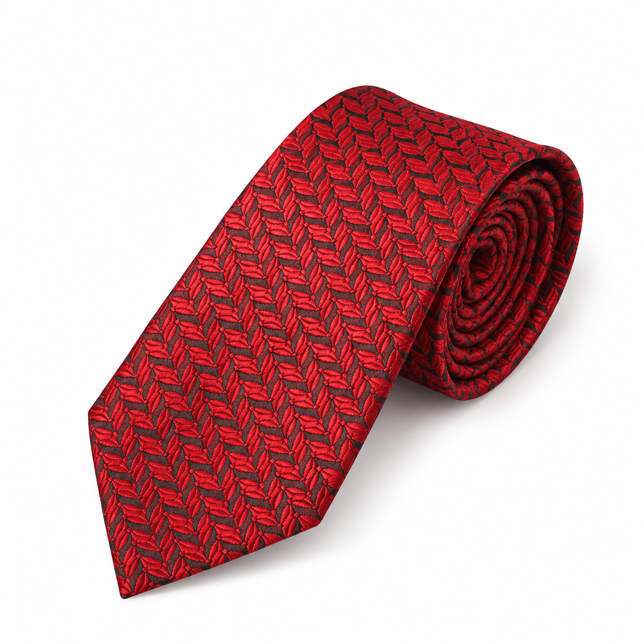 Red and Black Leaf Chevron Necktie