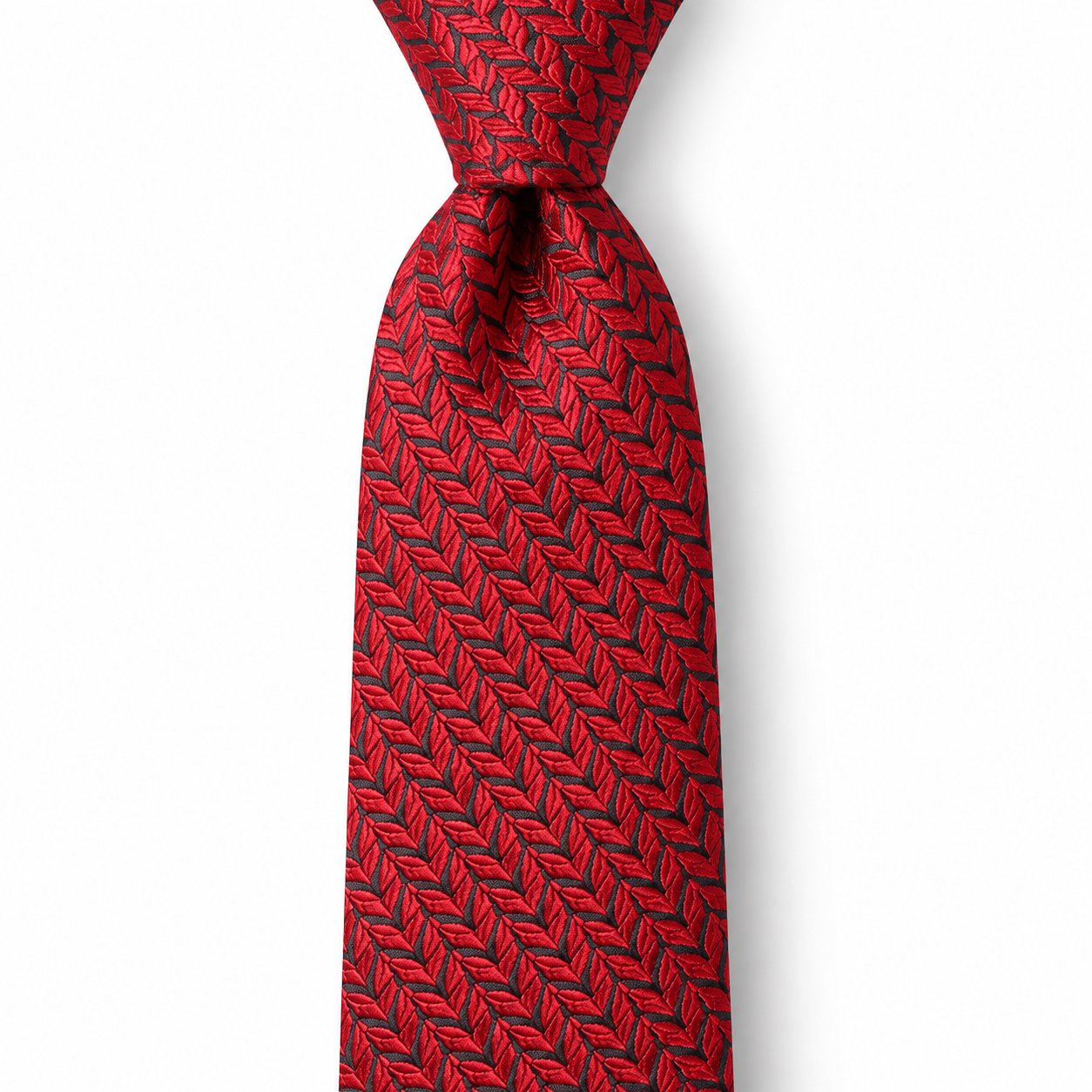 Red and Black Leaf Chevron Necktie