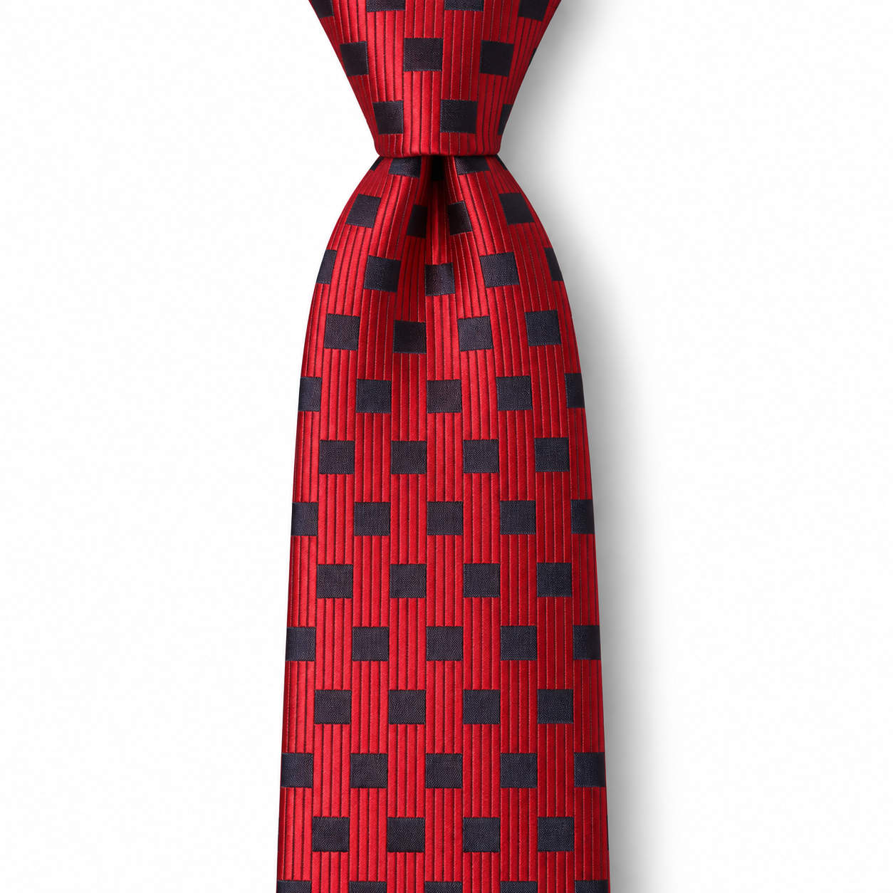 Scarlet Red and Black Square Pinstripe Necktie