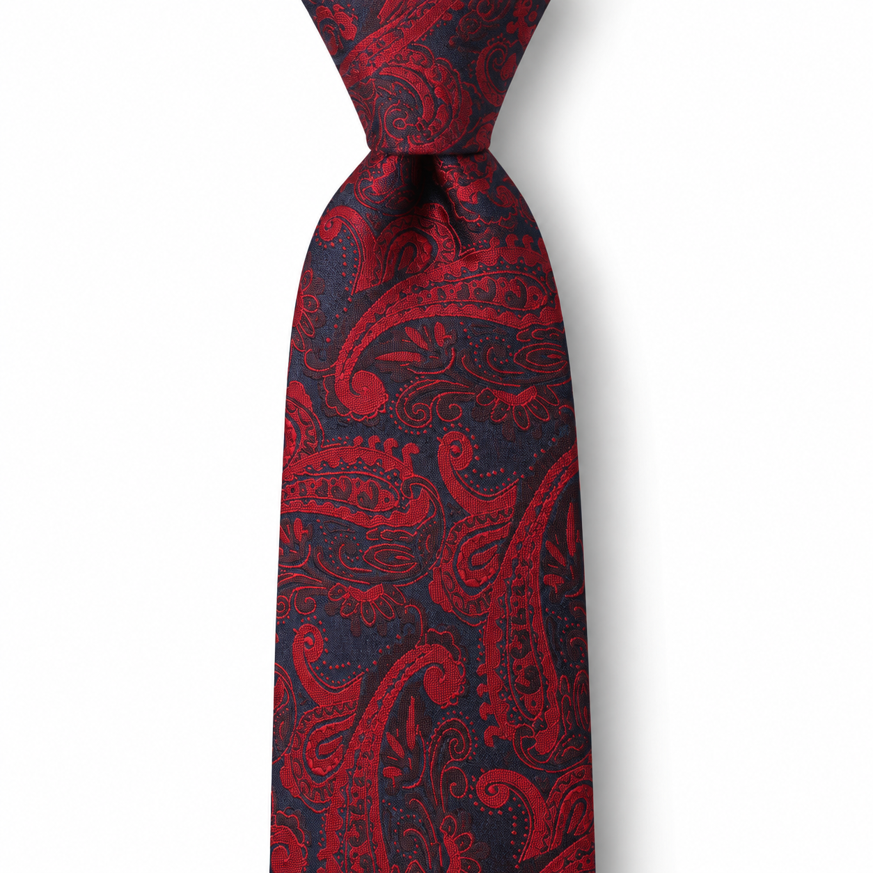 Midnight Navy and Red Baroque Paisley Necktie
