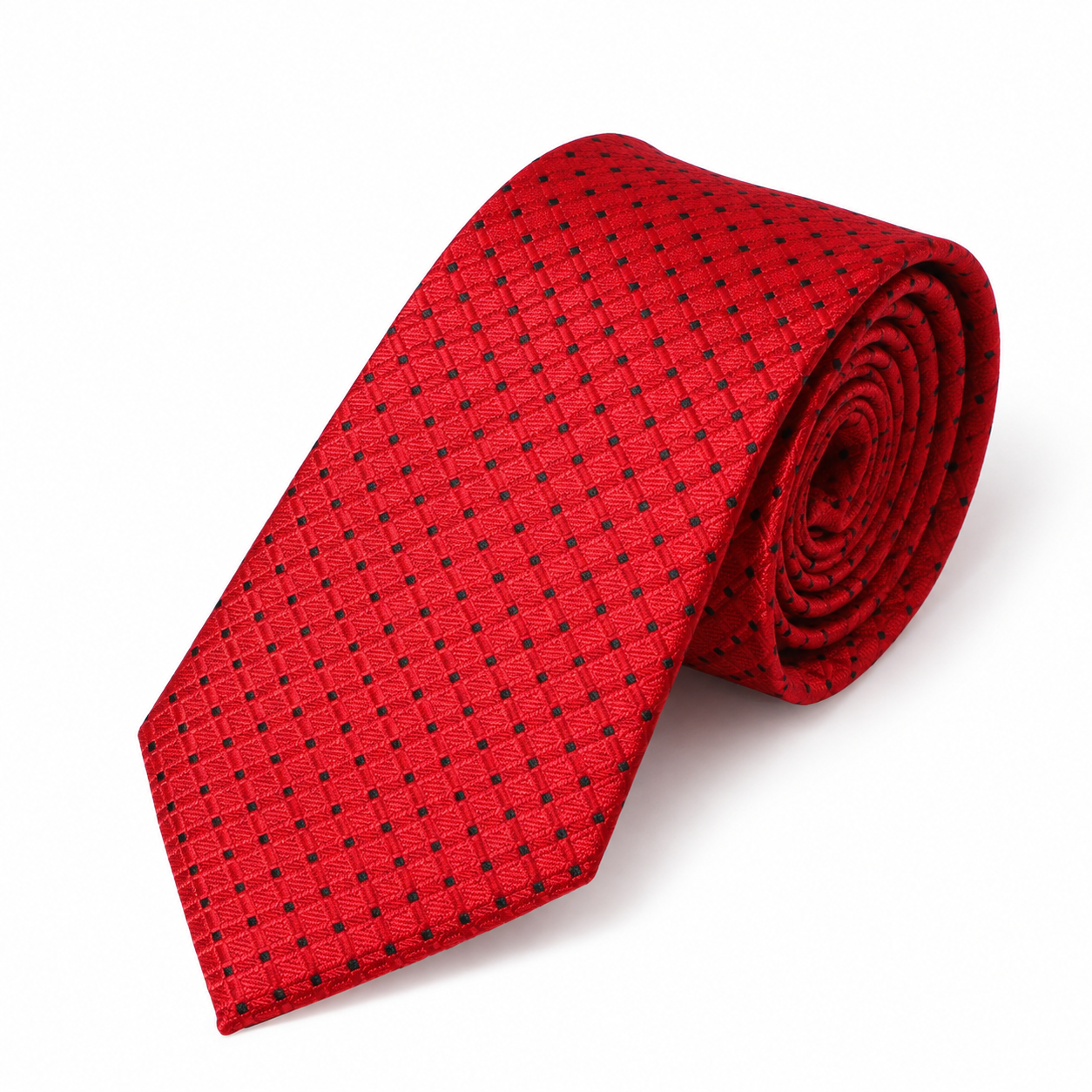 Scarlet Red and Black Pin Dot Lattice Necktie