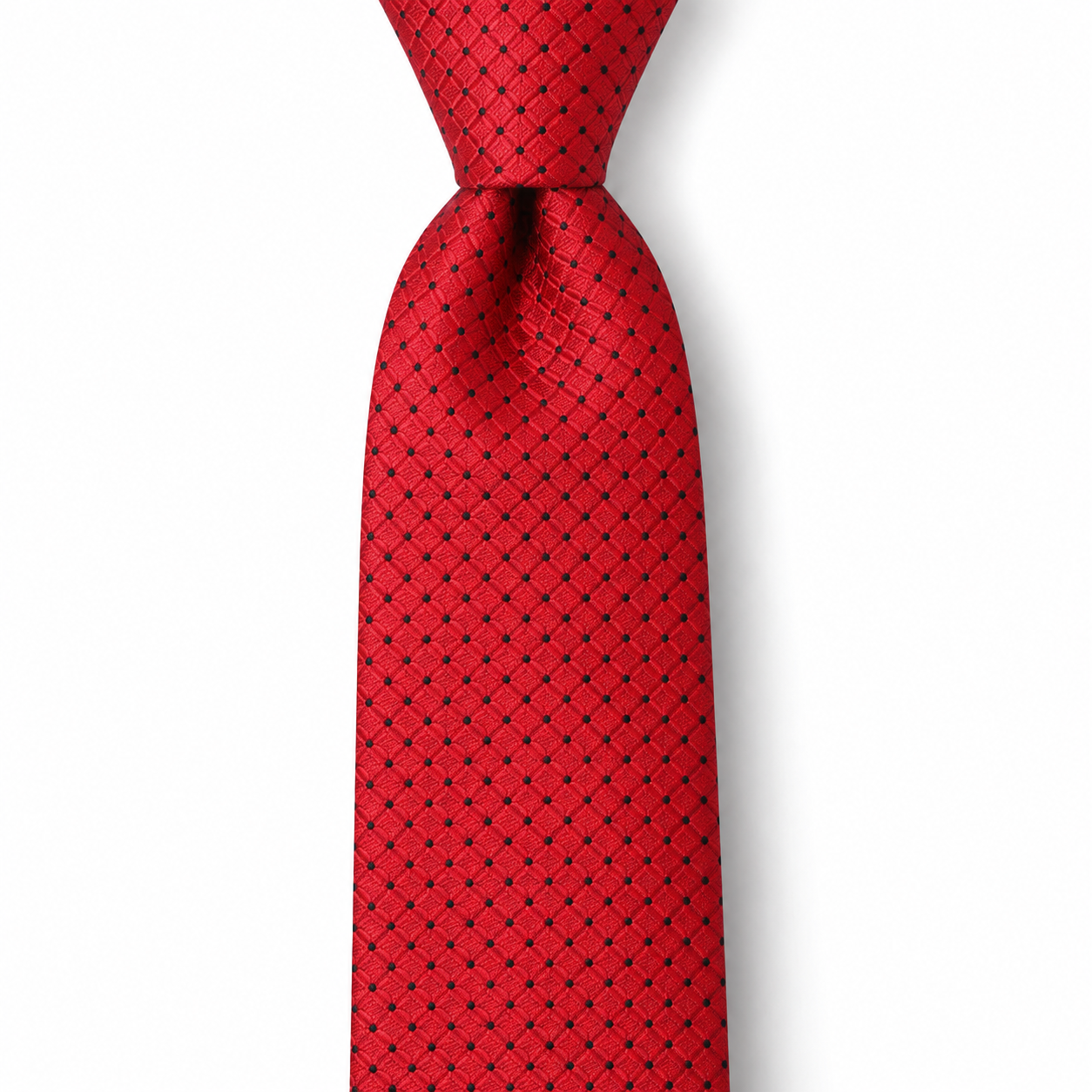 Scarlet Red and Black Pin Dot Lattice Necktie