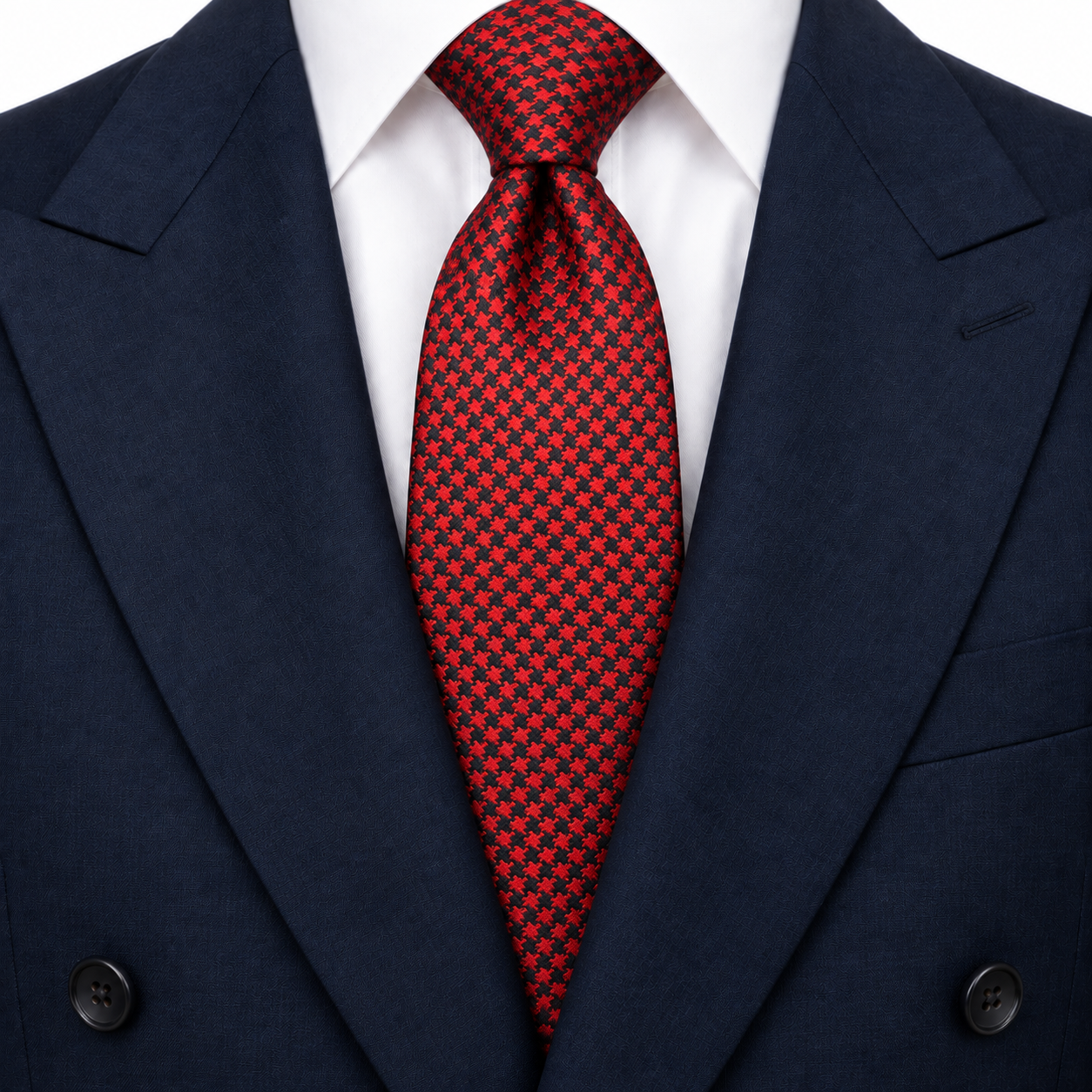 Red and Black Houndstooth Necktie — view 3