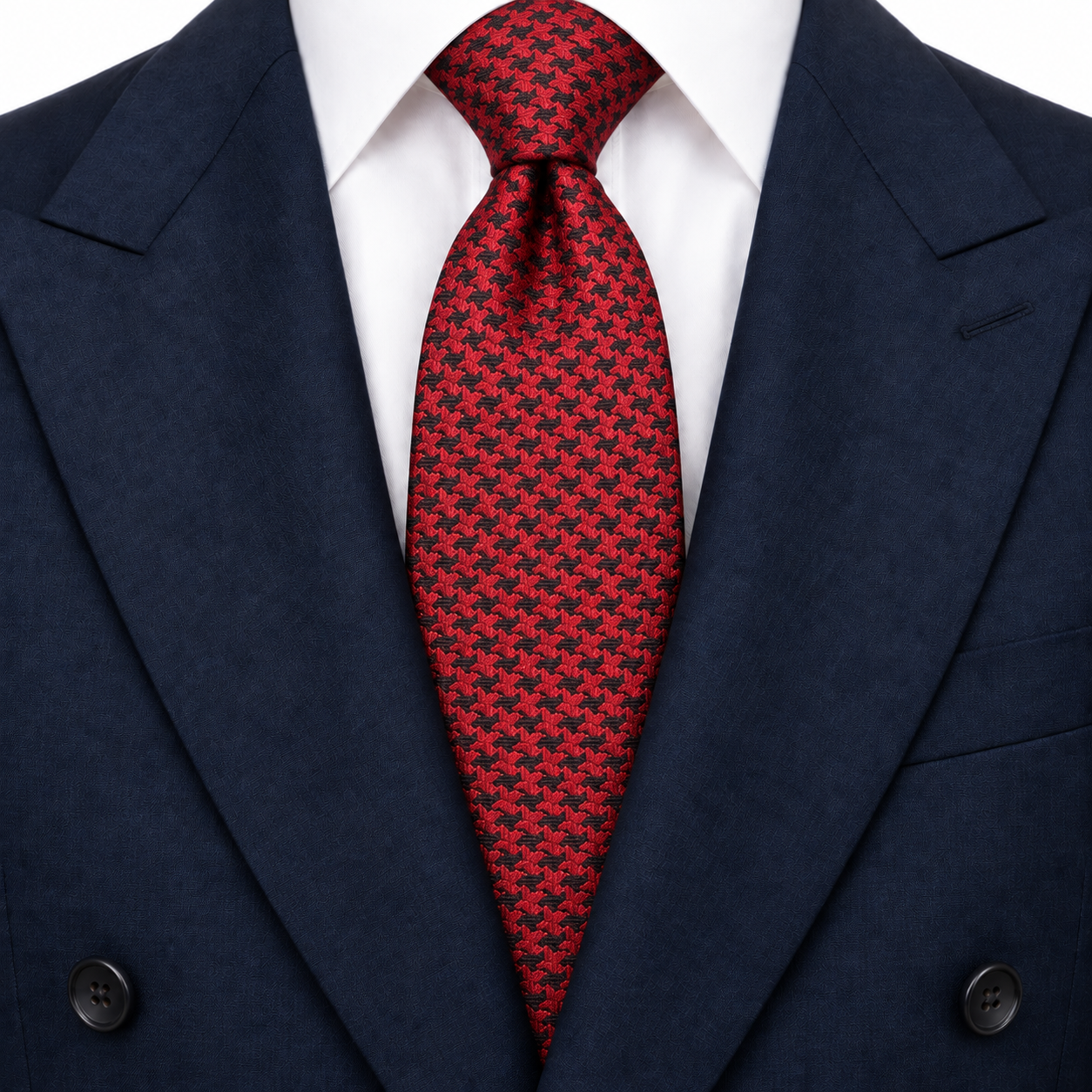 Red and Black Interlocking Geometric Necktie — view 3