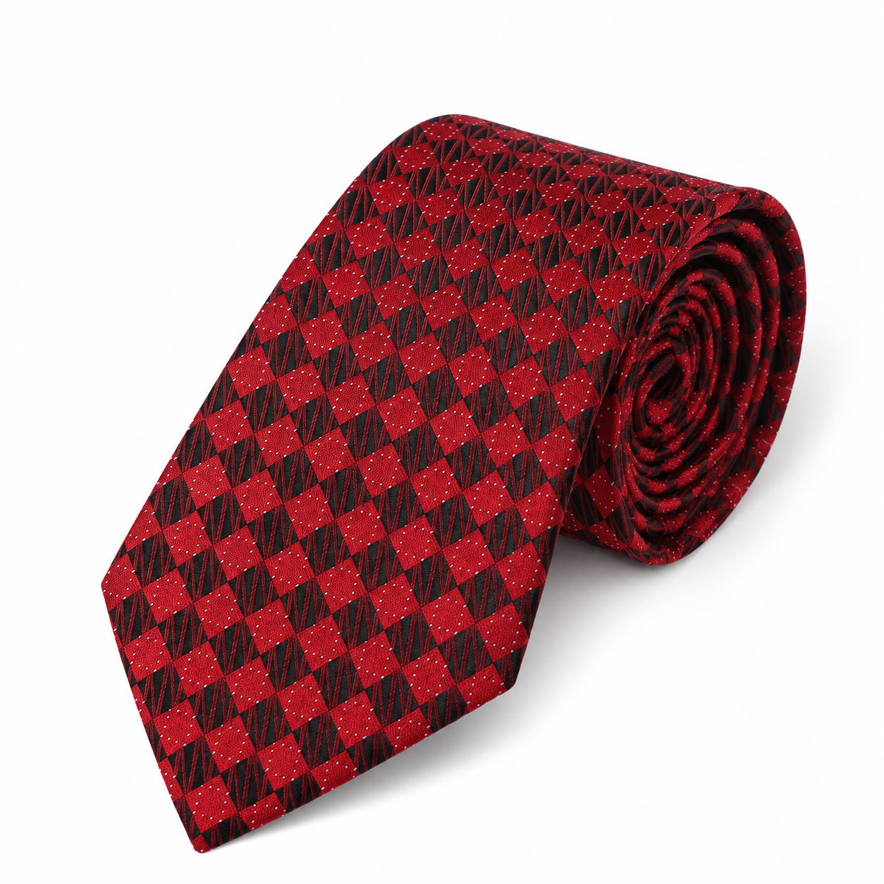 Red and Black Speckled Diamond Necktie