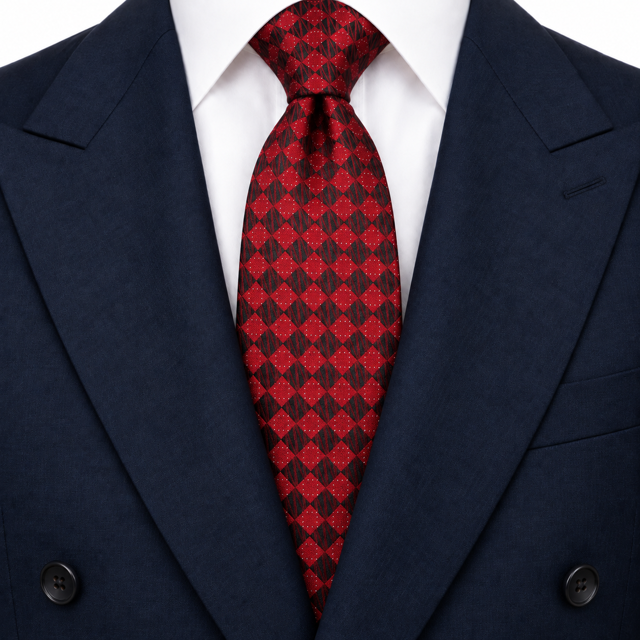 Red and Black Speckled Diamond Necktie — view 3
