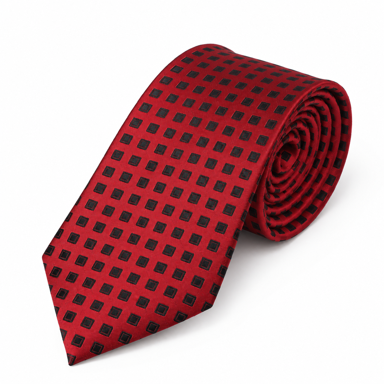 Red and Black Framed Square Necktie