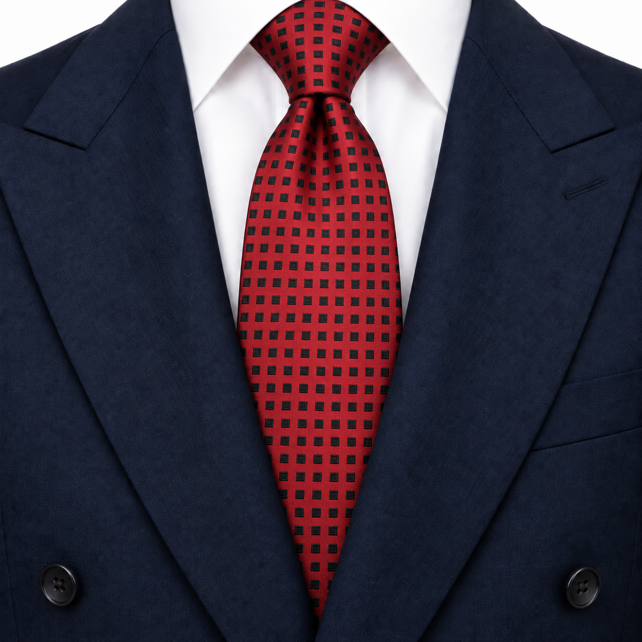 Red and Black Framed Square Necktie — view 3