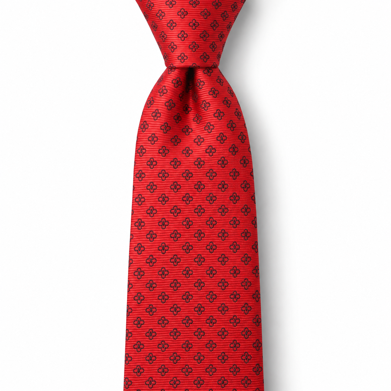 Scarlet Red and Black Quatrefoil Necktie