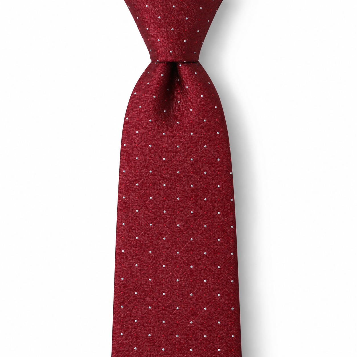 Wine Red and Silver Pin Dot Necktie — view 2