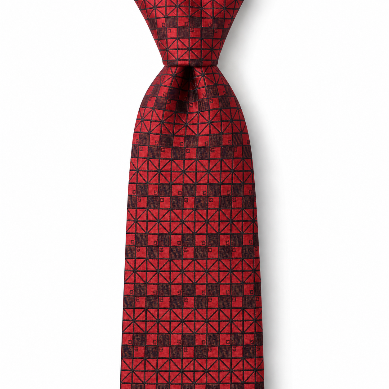 Red and Black Mosaic Geometric Necktie
