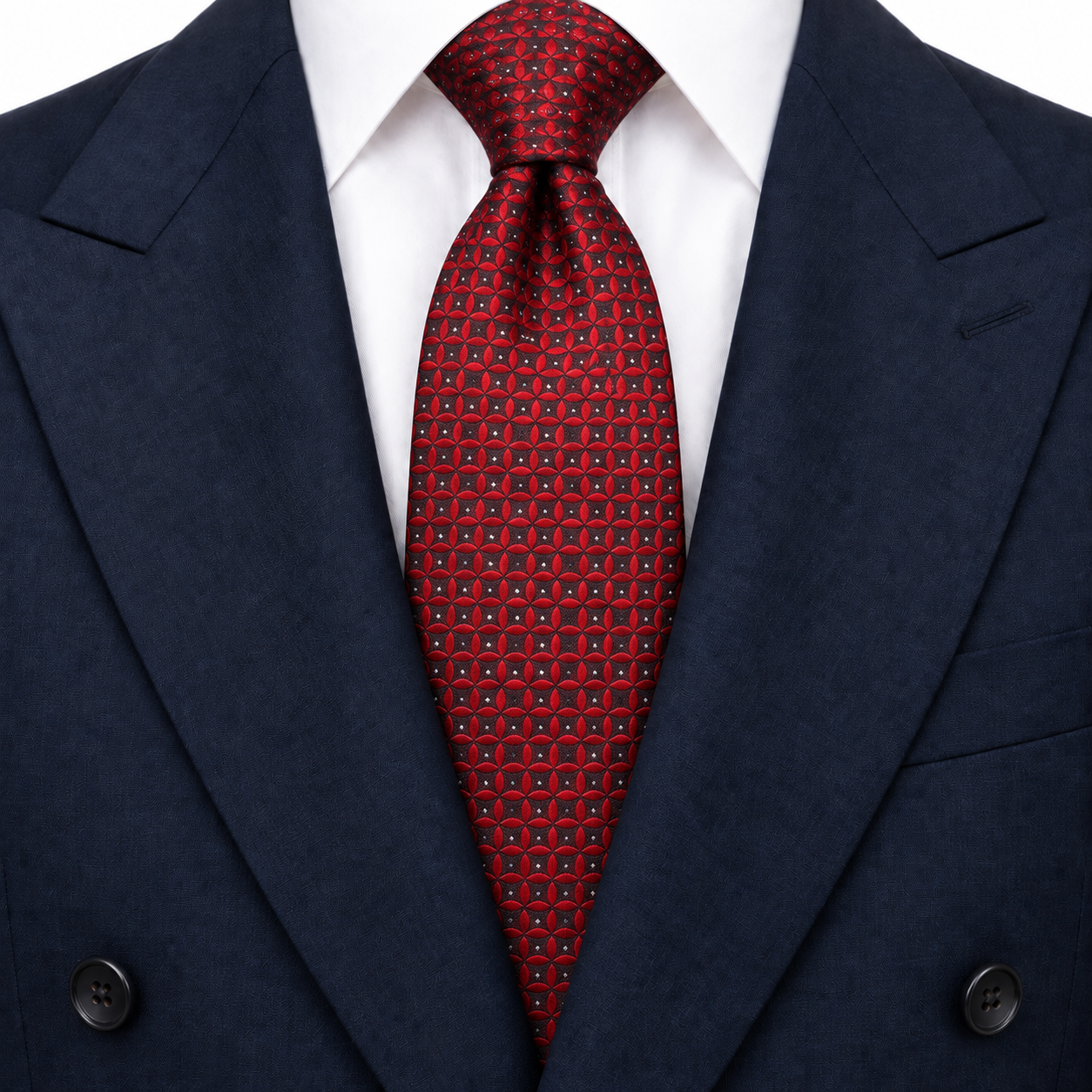 Red and Black Petal Lattice Necktie — view 3