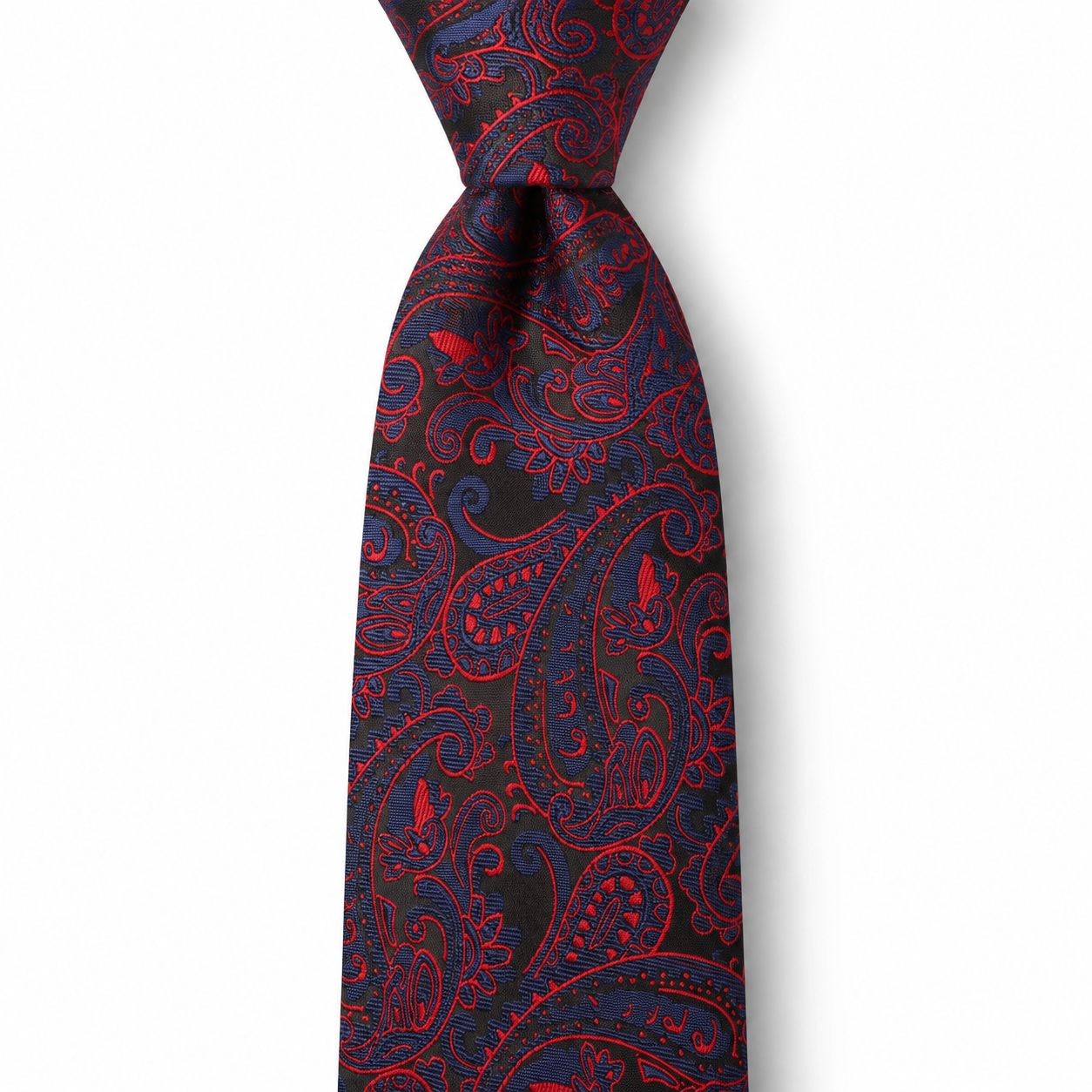 Black, Blue and Red Scroll Paisley Necktie