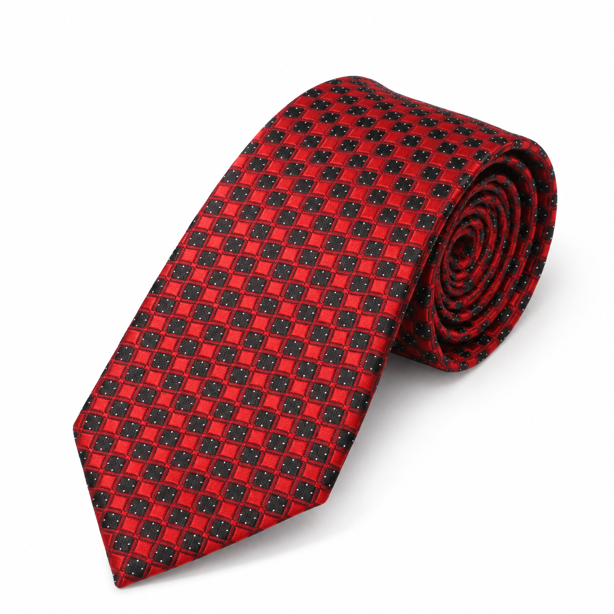 Red and Black Speckled Checkerboard Necktie