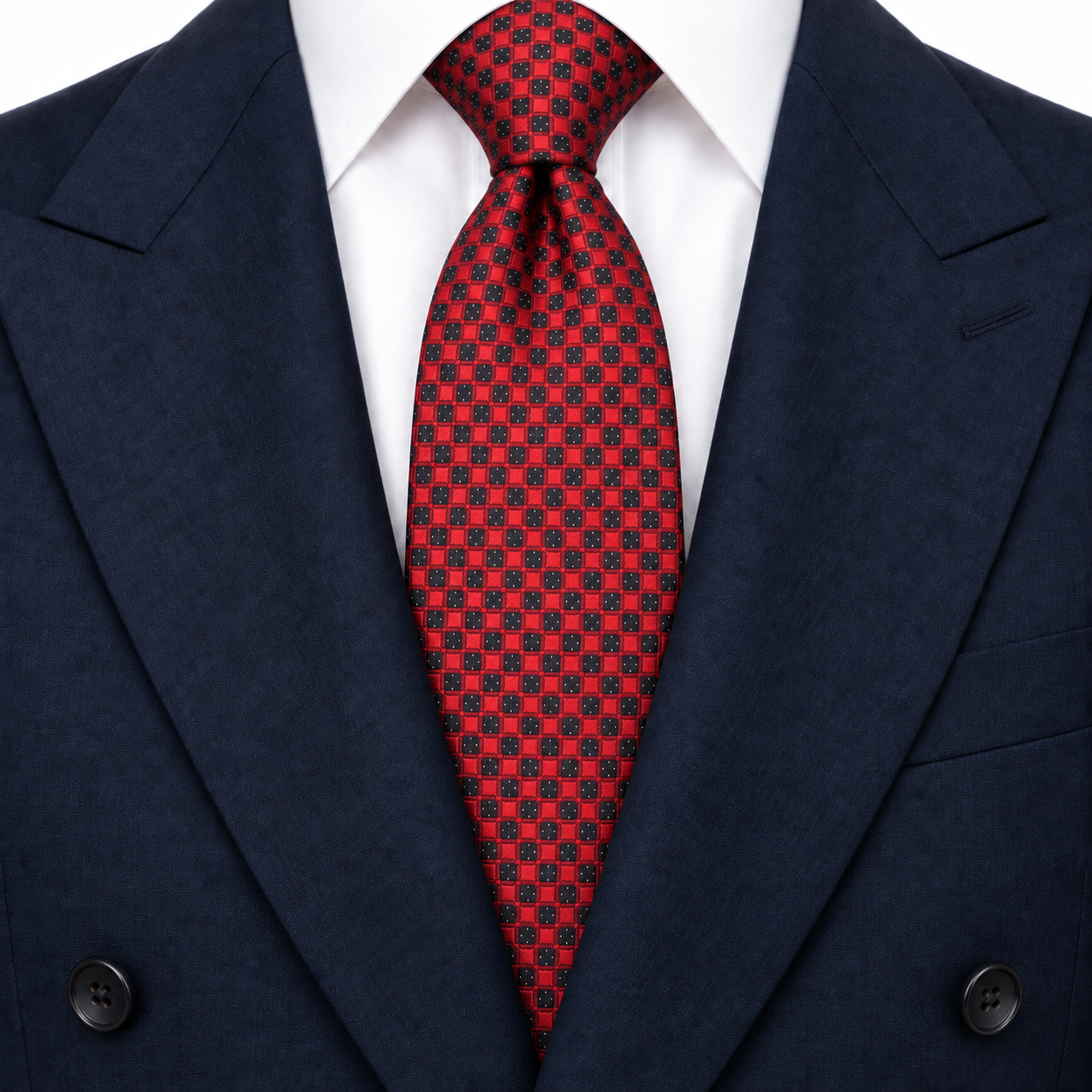Red and Black Speckled Checkerboard Necktie — view 3