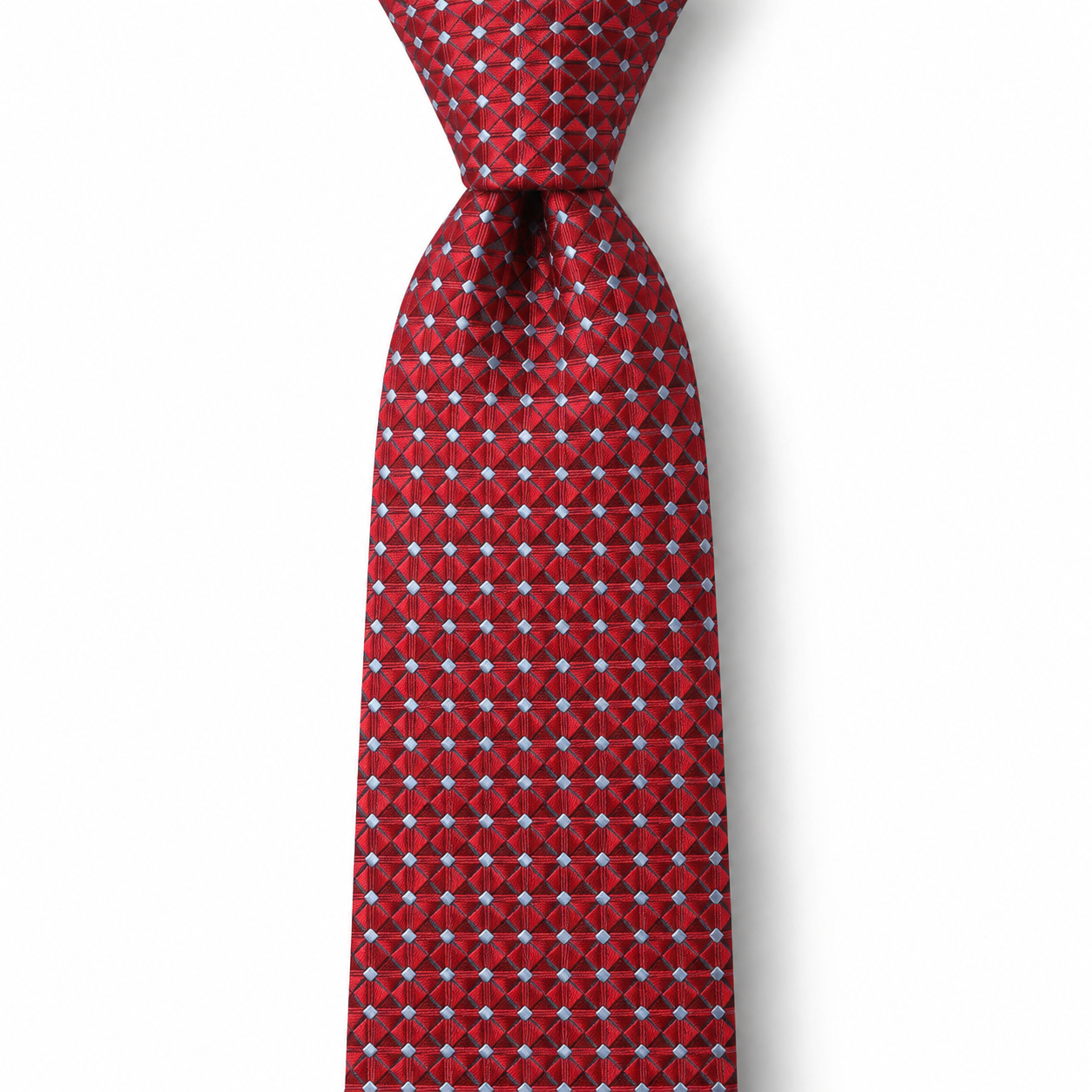 Red and Silver Blue Faceted Diamond Necktie