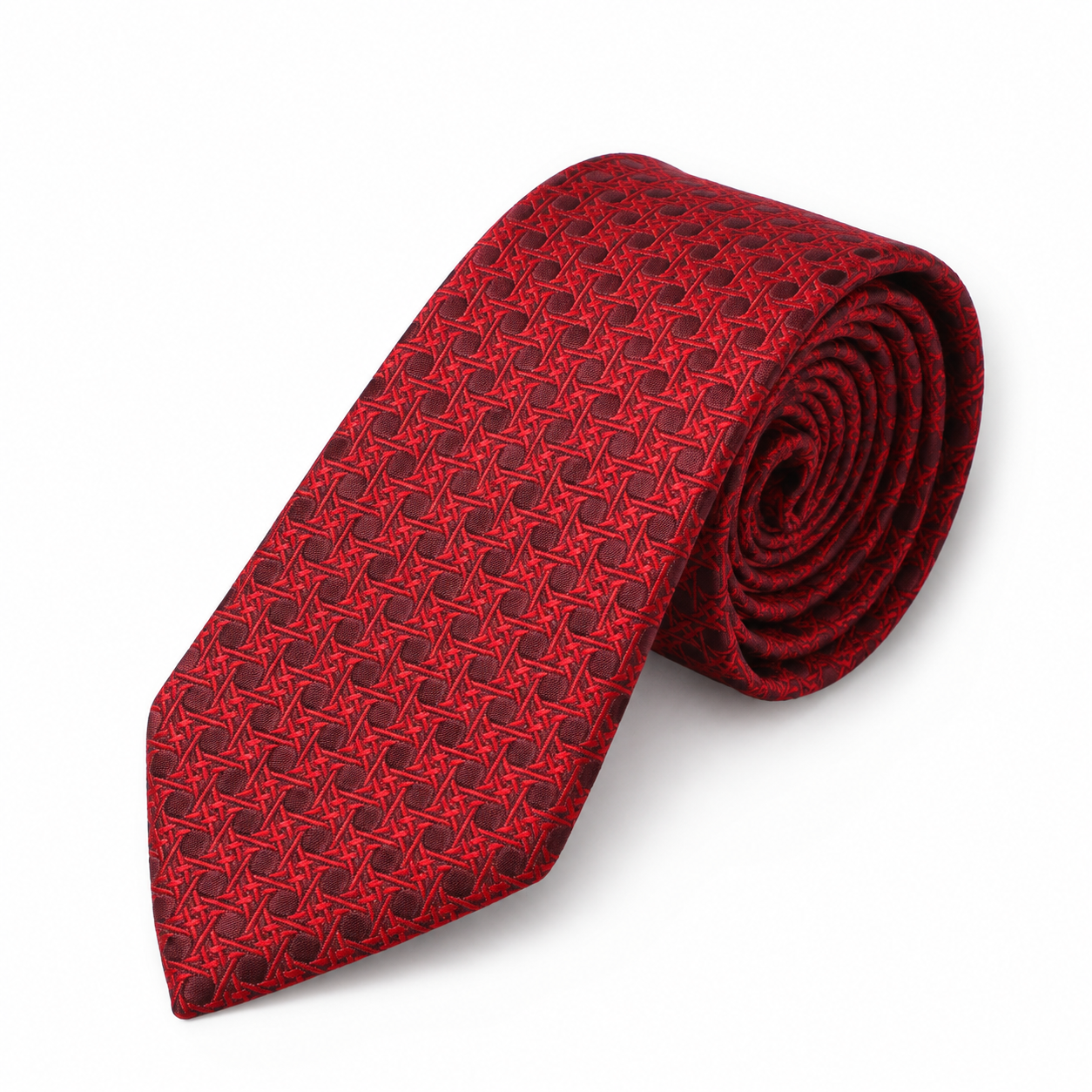 Burgundy Red Interlaced Lattice Necktie