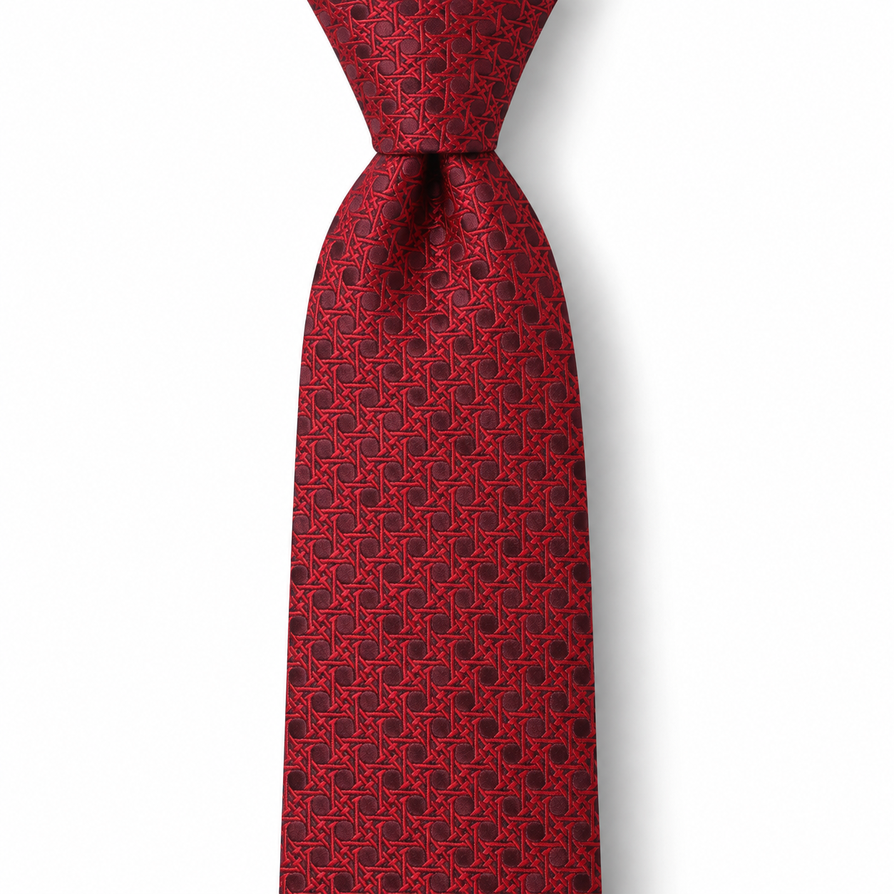 Burgundy Red Interlaced Lattice Necktie