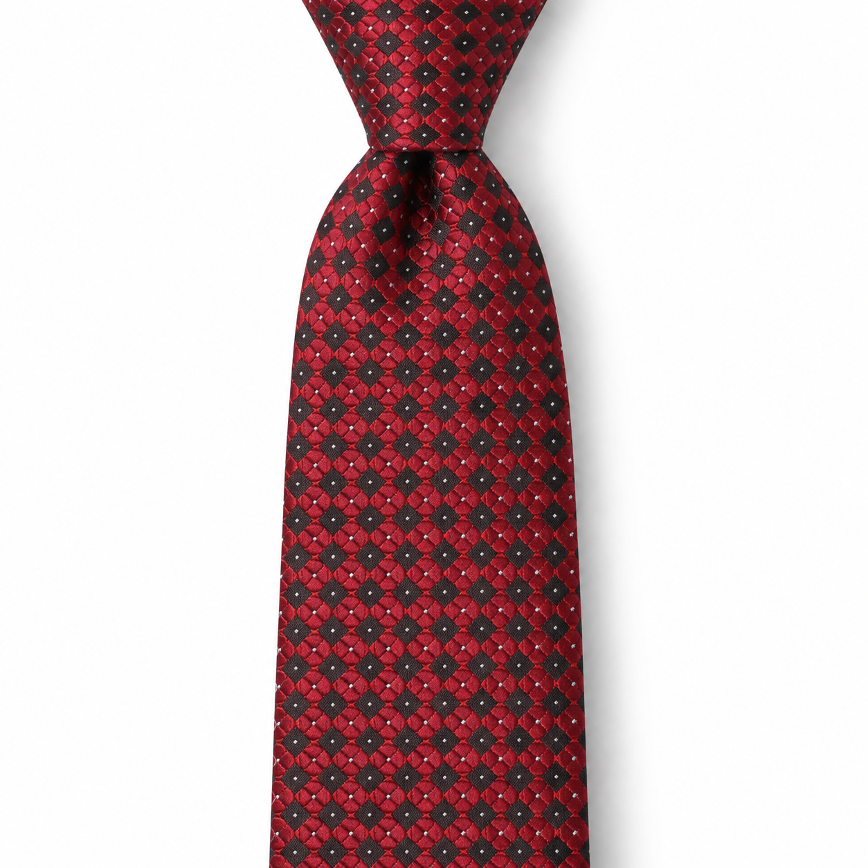 Burgundy and Black Petal Check Necktie