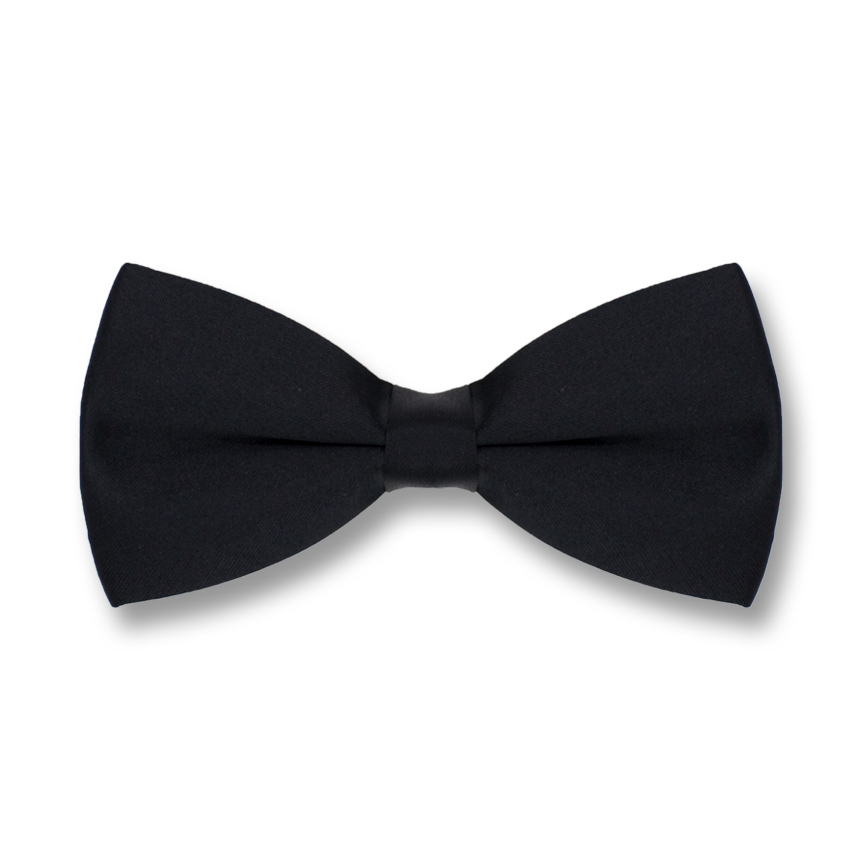 Black Polyester Solid Butterfly Bow Tie