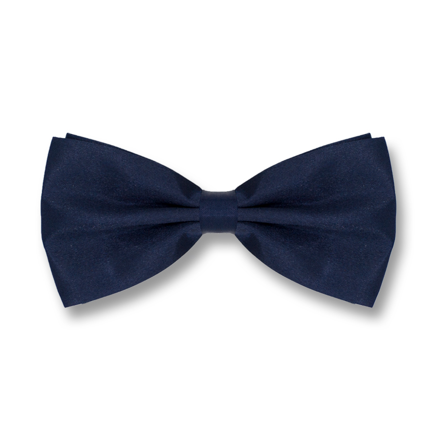 Midnight Blue Polyester Solid Skinny Bow Tie