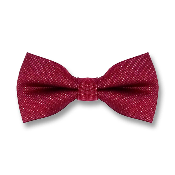 Burgundy and White Polyester Solid Butterfly Bow Tie