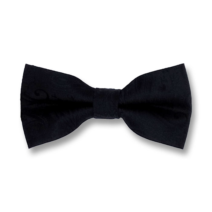 Black Polyester Solid Butterfly Bow Tie