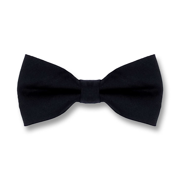Black Polyester Solid Butterfly Bow Tie