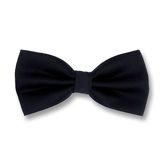 Black Polyester Solid Butterfly Bow Tie
