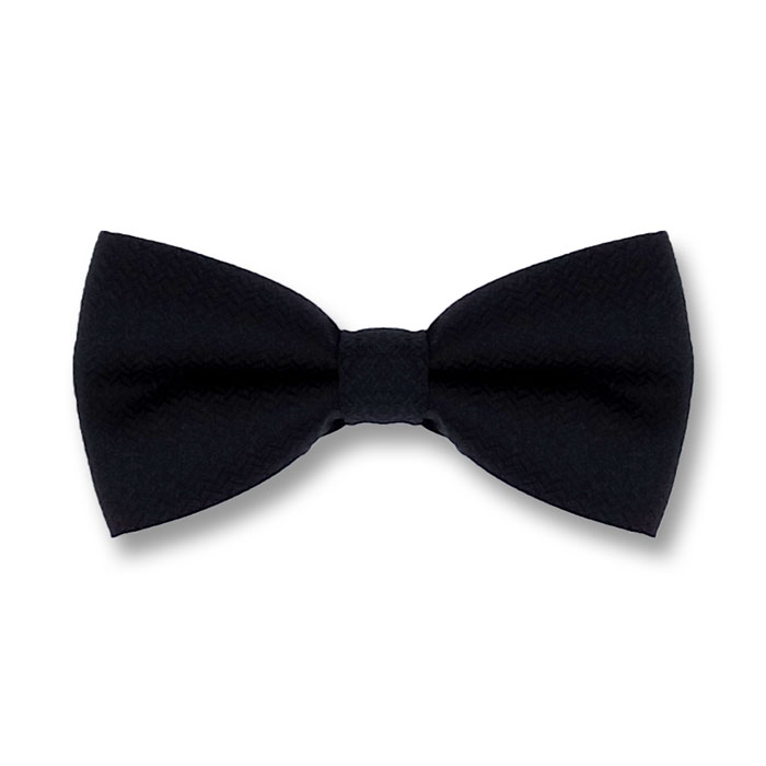 Black Polyester Solid Butterfly Bow Tie