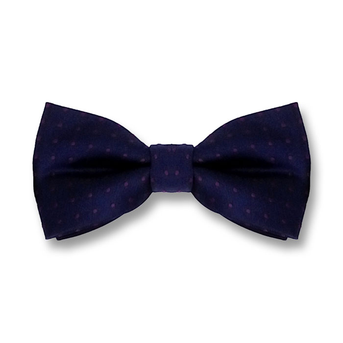 Midnight Blue Polyester Polka Dot Butterfly Bow Tie
