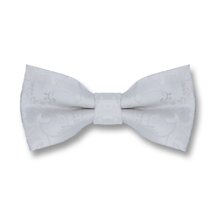 White Polyester Solid Butterfly Bow Tie
