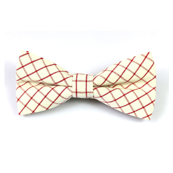 Chilli Pepper and White Cotton Checkered Butterfly Bow Tie