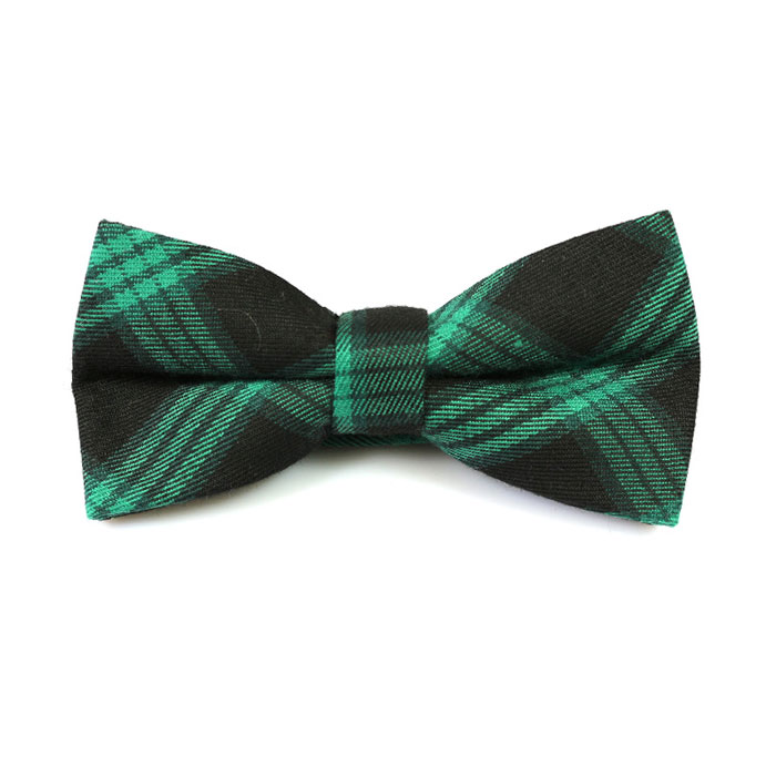 Sea Turtle Green and Black Cotton Plaid Butterfly Bow Tie