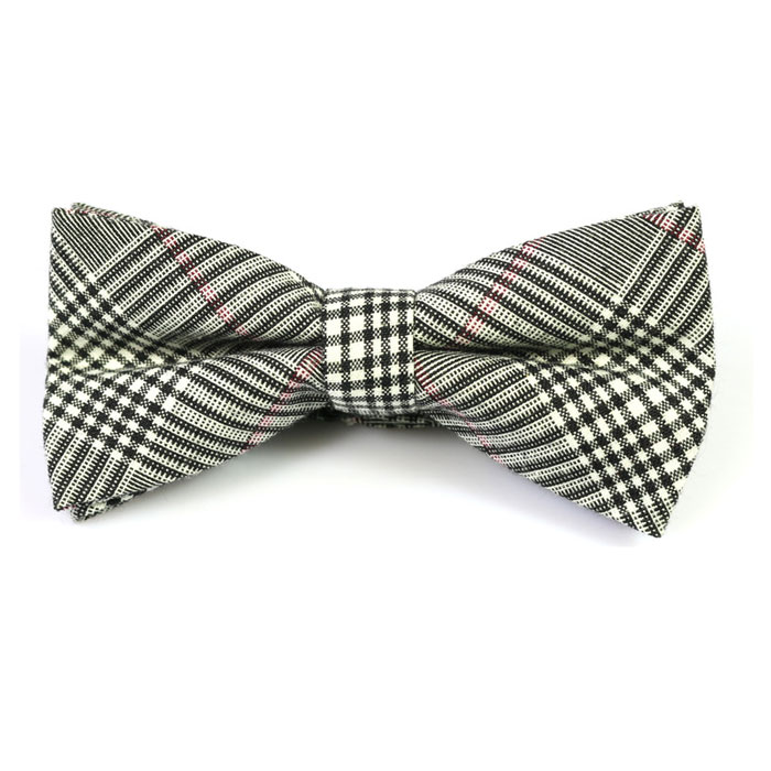 Gray Cotton Plaid Butterfly Bow Tie