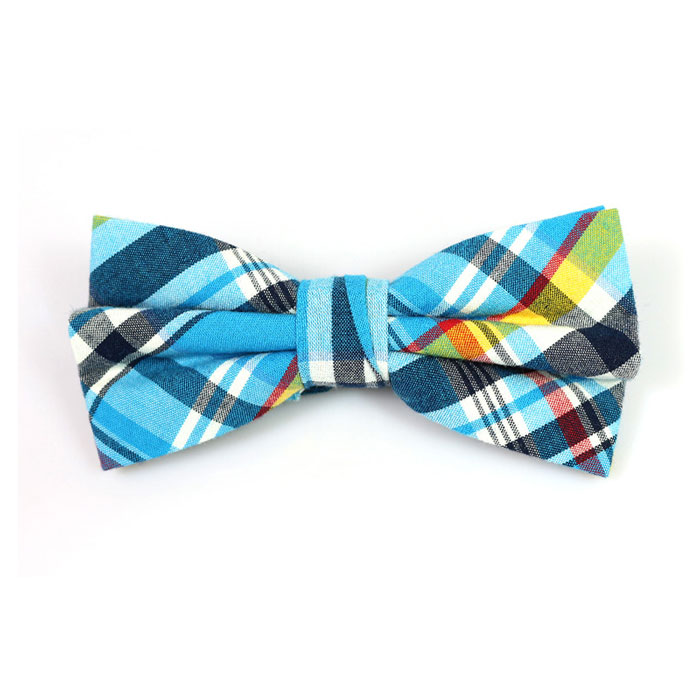 Blue Ivy, Black, White and Yellow Cotton Plaid Butterfly Bow Tie