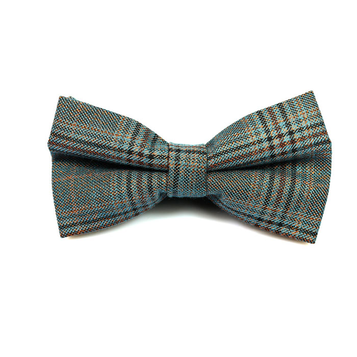 Mint green and Brown Cotton Plaid Butterfly Bow Tie