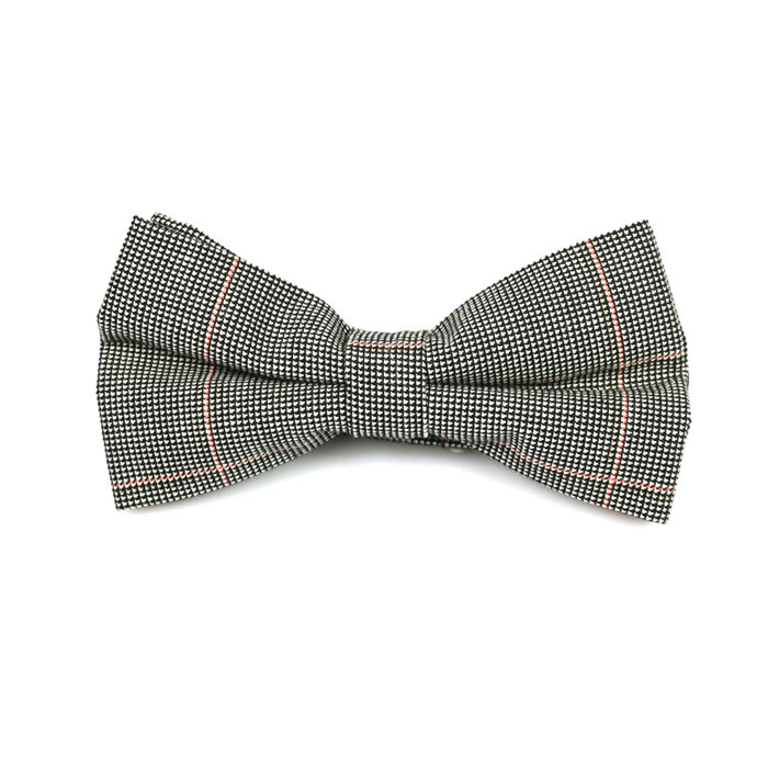 Gray Cotton Plaid Butterfly Bow Tie