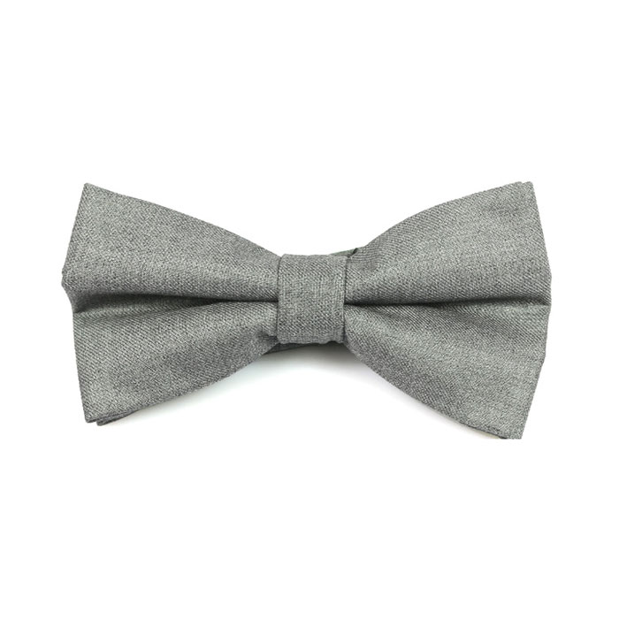 Gray Cotton Solid Butterfly Bow Tie