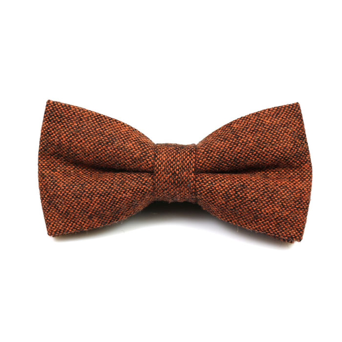 Brown Cotton Solid Butterfly Bow Tie