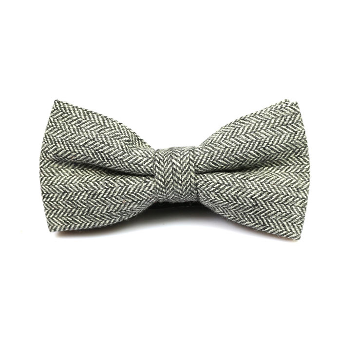 Gray Cotton Solid Butterfly Bow Tie