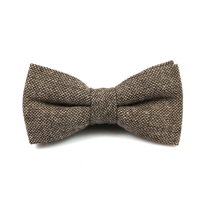 Brown Cotton Solid Butterfly Bow Tie