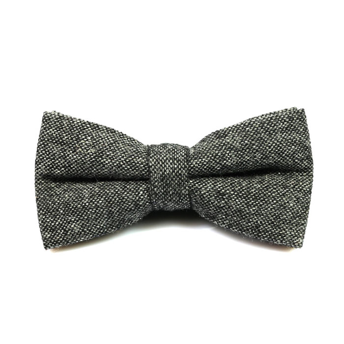 Gray Cotton Solid Butterfly Bow Tie