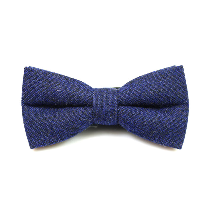 Navy Blue Cotton Solid Butterfly Bow Tie