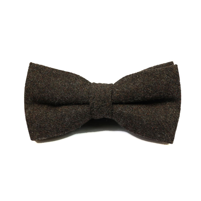 Brown Cotton Solid Butterfly Bow Tie