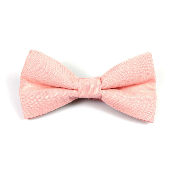 Pink Polyester Solid Butterfly Bow Tie