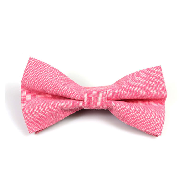 Carnation Pink Polyester Solid Butterfly Bow Tie