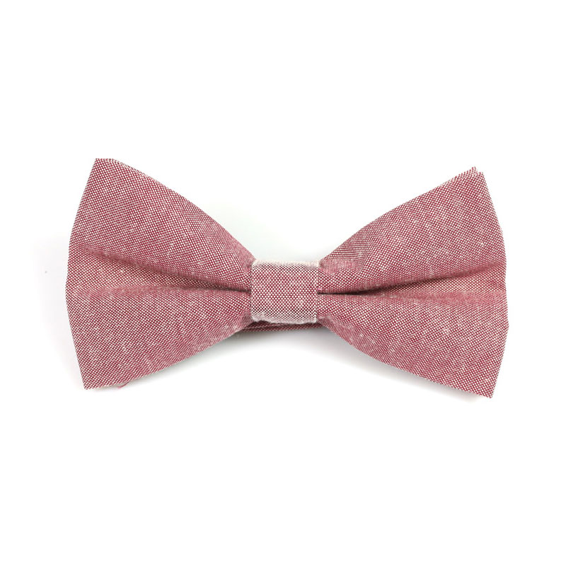 Pink Polyester Solid Butterfly Bow Tie